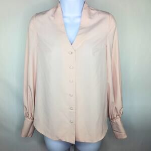 By Kris Maran Blush Pink Blouse XS Elegant Neutral Professional Top Silk Blend